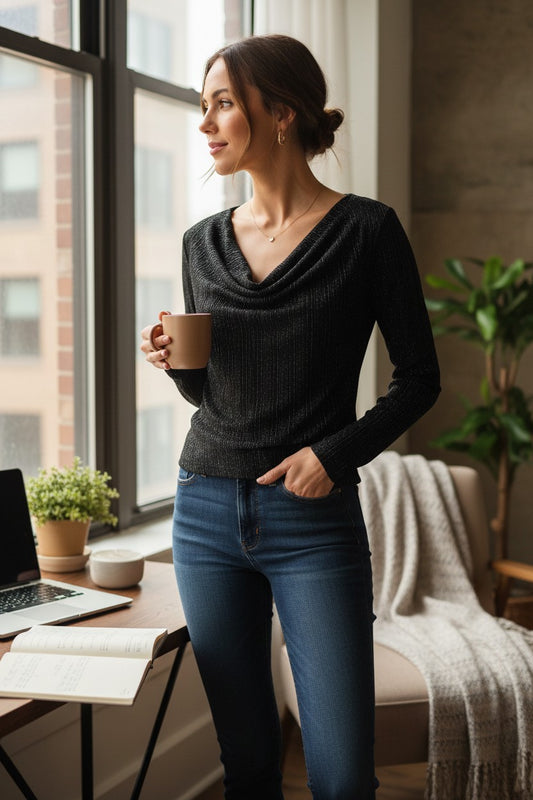 BLUSA-CASUAL-NEGRO-TALLA ( S )