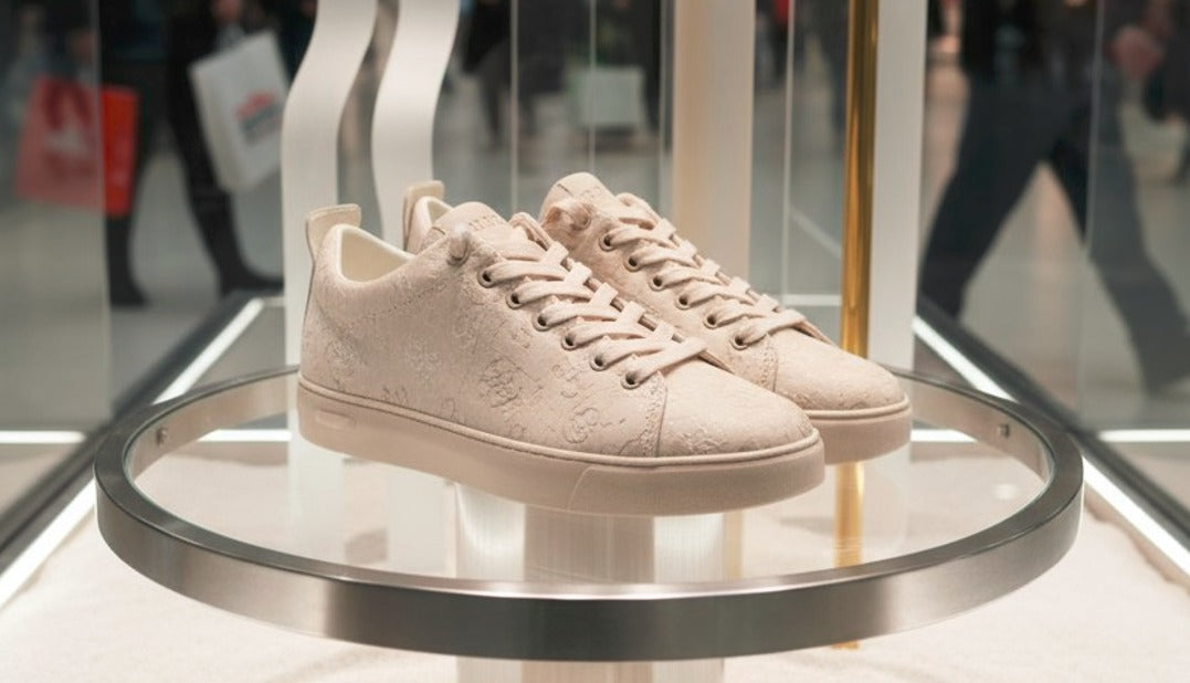 TENIS GUESS BLANCOS PARA MUJER CON UN MONOGRAMA EN RELIEVE