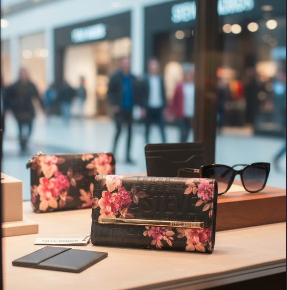 CARTERA (TRIFOLD) FLORAL NEGRA STEVE MADDEN