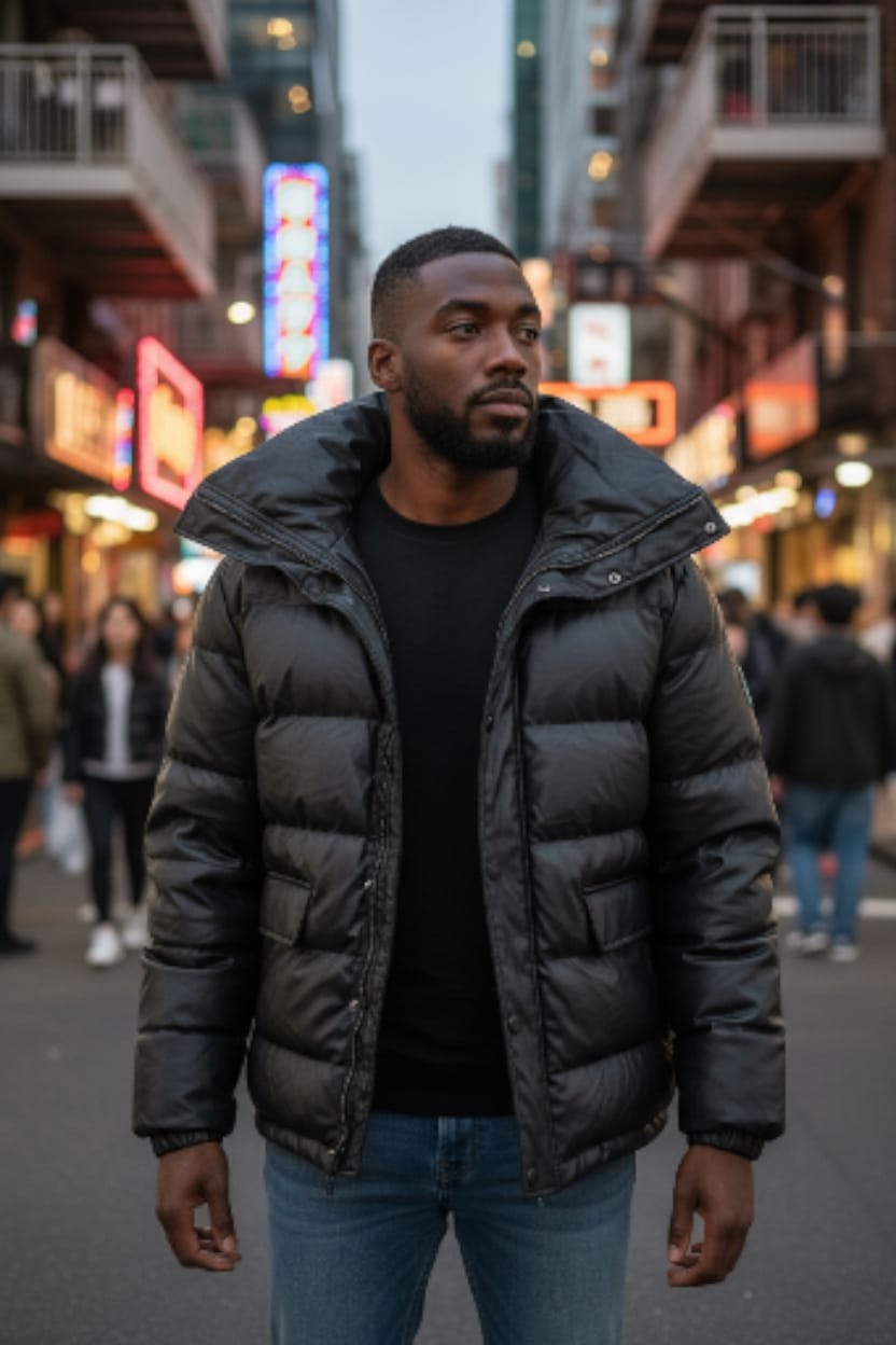 CHAMARRA PUFFER NEGRA DE UNIVERSAL THREAD