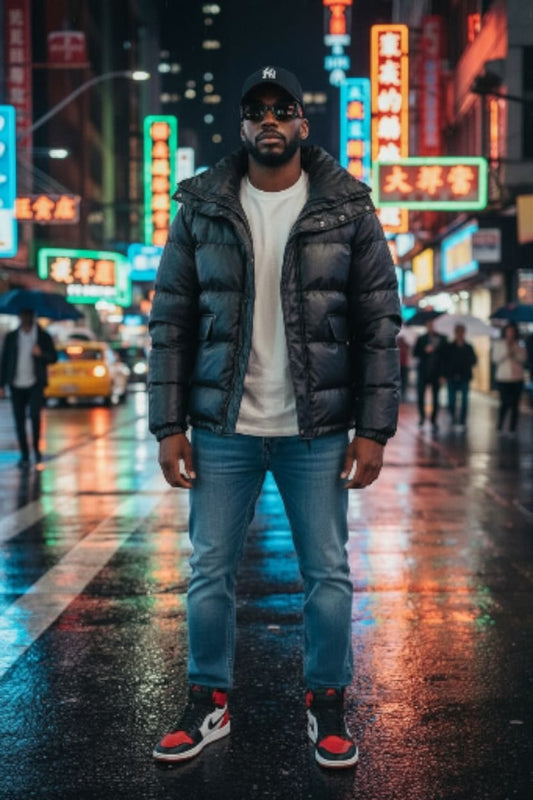 CHAMARRA PUFFER NEGRA DE UNIVERSAL THREAD