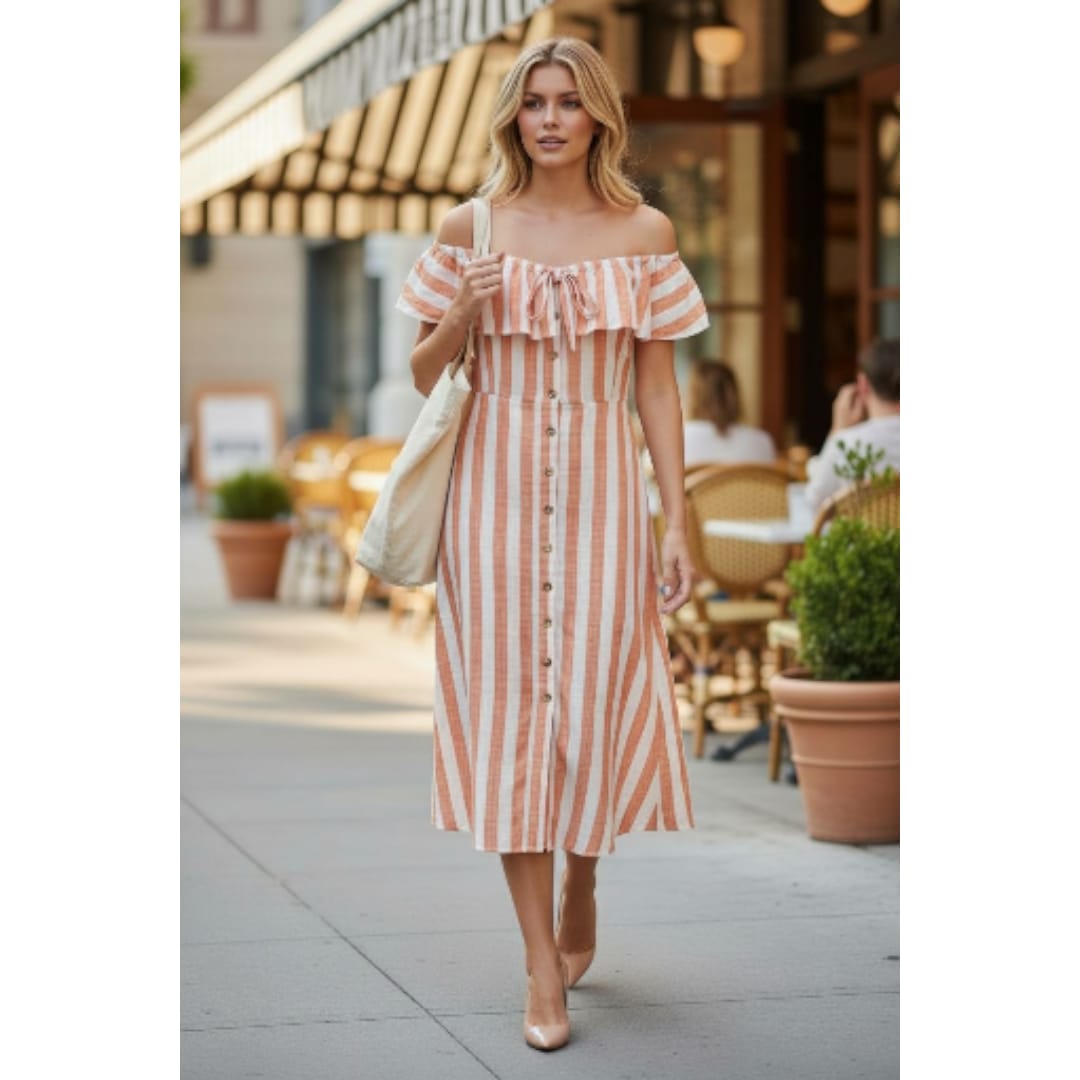 VESTIDO LARGO A RAYAS