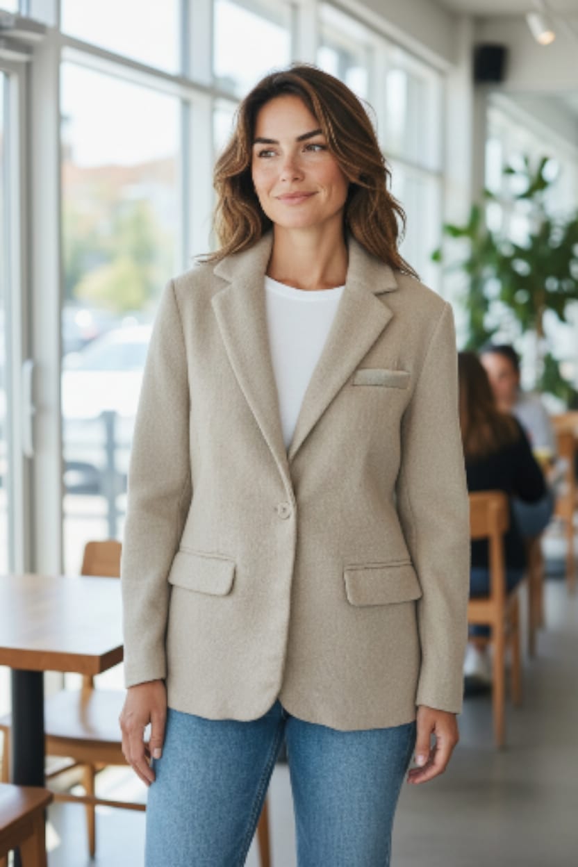 CHAMARRA-CASUAL-FUTURE COLLECTIVE-BEIGE-TALLA ( M )