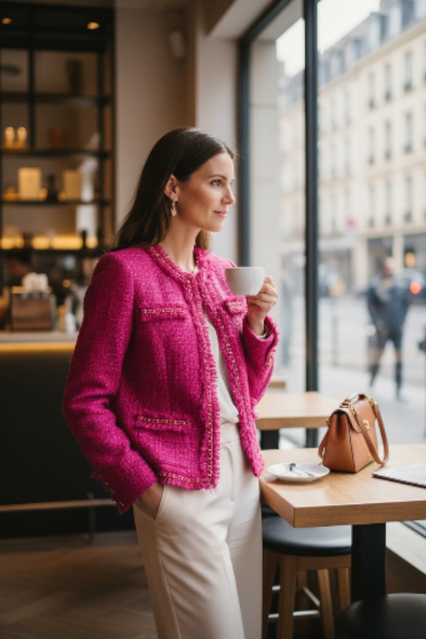 SACO-CASUAL-BOSTON PROPER-FIUCSA-TALLA ( 10 )