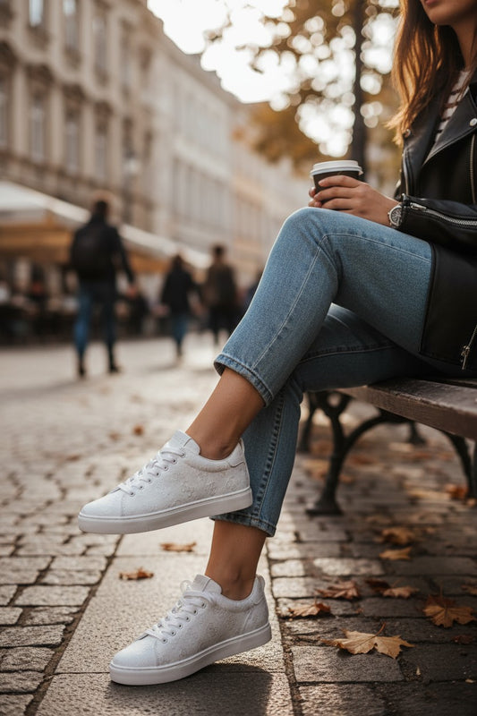 TENIS GUESS BLANCOS PARA MUJER CON UN MONOGRAMA EN RELIEVE