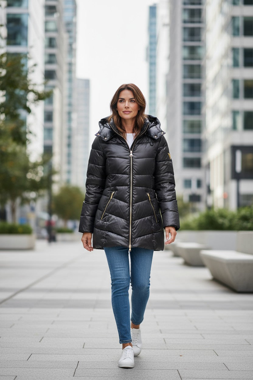 CHAMARRA ACOLCHADA LARGA BRILLANTE GUESS