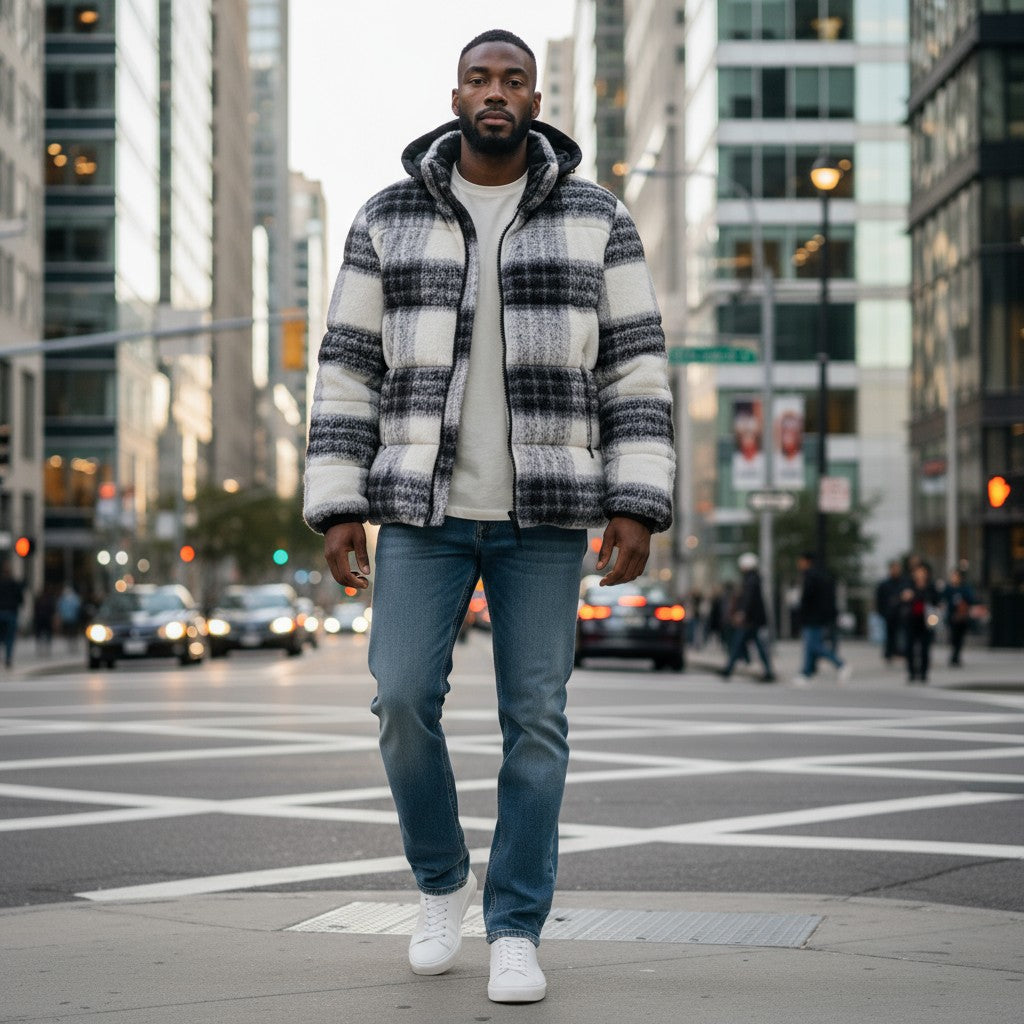 CHAMARRA ACOLCHADA A CUADROS GUESS